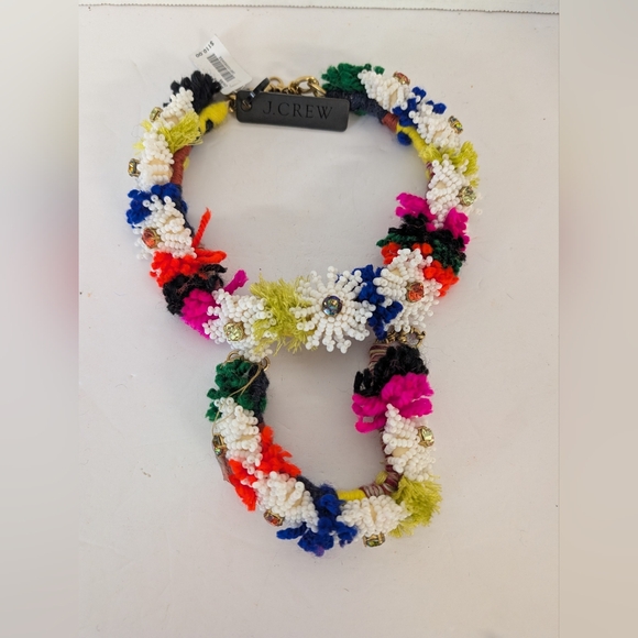 J.Crew Necklace & Matching Bracelet Rhinestone Fabric Bohemian - Picture 2 of 4